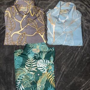 3x Lot Of Royaura Hawaiian Floral Button Up Beach Shirts Size Medium